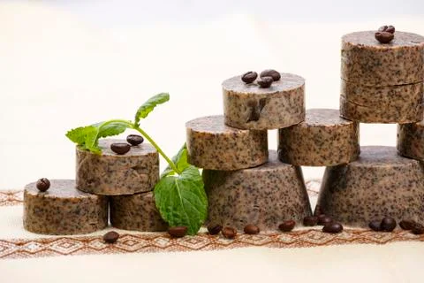 Handmade soaps stack Stock Photos