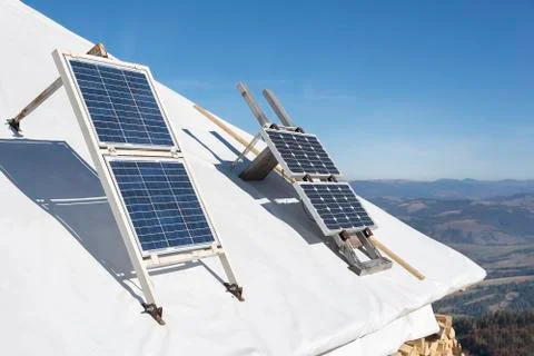 Handmade solar panels. Stock Photos