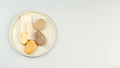 Handmade solid soap bars of different shape Stock Photos