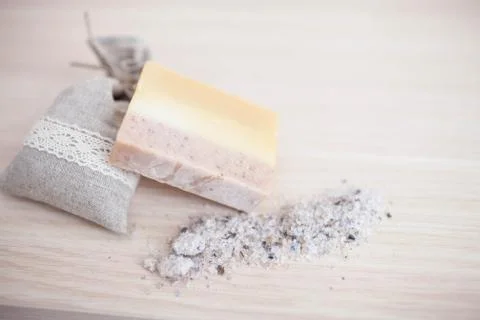 Handmade Spa Olive Oils Soap closeup. Organic Soap making. Soap bars closeup. 스톡 사진