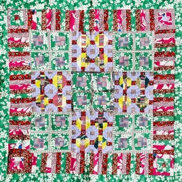 Handmade square patchwork quilt 写真素材