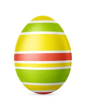Handmade stripped Easter egg isolated on a white. Stock Photos