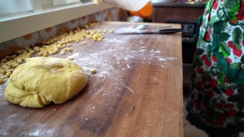 Handmade struffoli preparation on board Stock Footage 276673387