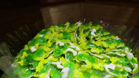 Handmade sweets mint flavour in a market Stock Footage 262747593