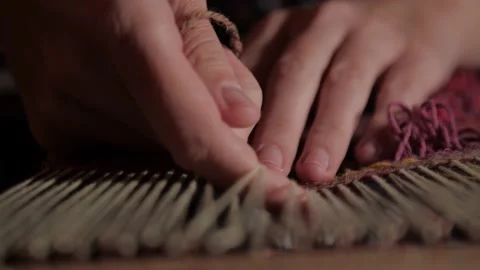 Handmade tapestry in slow motion Stock-Footage 167408764