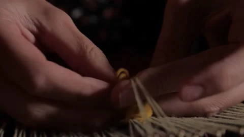Handmade tapestry in slow motion Stock-Footage 167408920