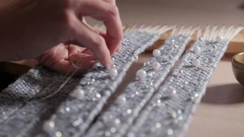 Handmade tapestry in slow motion Stock-Footage 167931708