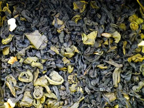 Handmade tea background texture, flat lay, overhead top view from above, closeup Stock Photos