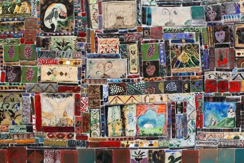 Handmade tiles on a building Stock Photos