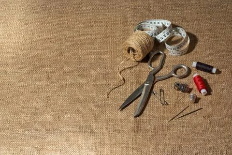 Handmade tools on a brown background Stock Photos