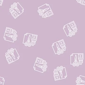 Handmade tools kindergarten line seamless pattern Stock Illustration