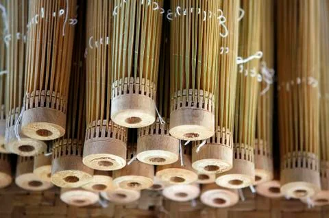 Handmade umbrella frames made from bamboo Foto stock