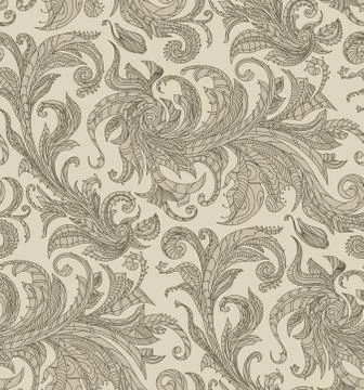 Handmade unusual seamless vector pattern. Exotic floral design background. Fe Stock Illustration