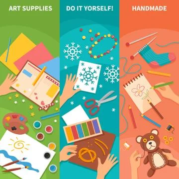 Handmade Vertical Banners Stock Illustration