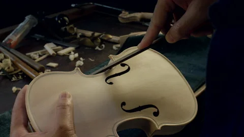 Handmade violin, polished close-up, China Stock Footage 133672953