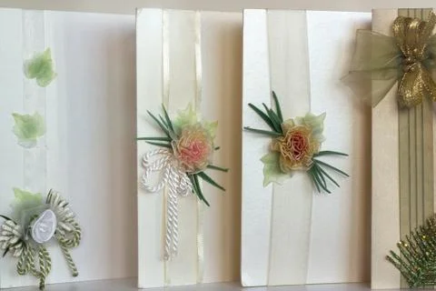 Handmade wedding invitations Stock Photos
