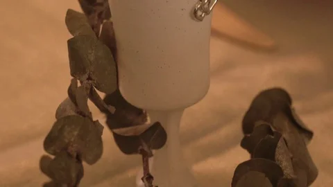 Handmade white glasses table setting Video stock 122999752