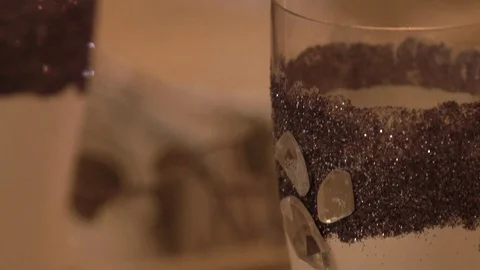 Handmade white glasses table setting Video stock 122999763