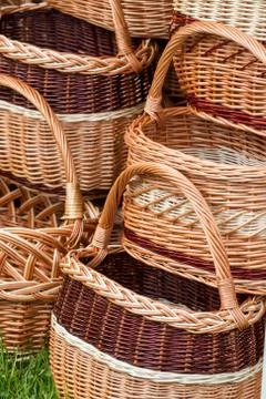 Handmade wicker basket Stock Photos