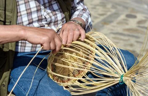 Handmade wicker basket Stock Photos