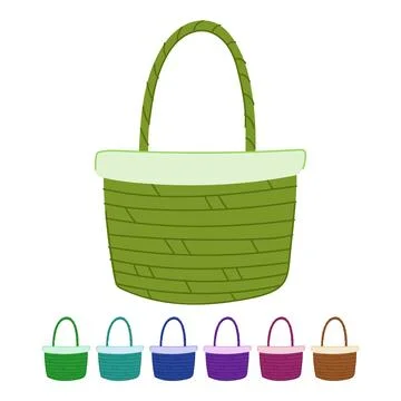 Handmade wicker basket vector cartoon graphic Stock Illustration