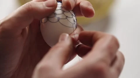 Handmade Wire Wrapped Egg – Creative DIY Craft Process Close Up Stock Footage 329532917