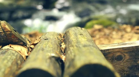 Handmade wodden   bridge Stock Footage 62674003