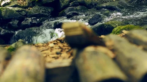 Handmade wodden  bridge Stock Footage 62674013