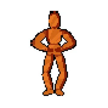 Handmade wood man model pixel art vector illustration Stock Illustration