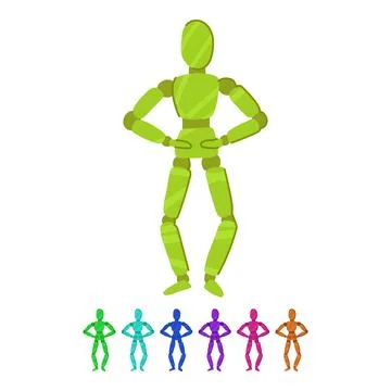 Handmade wood man model vector cartoon graphic Stock Illustration