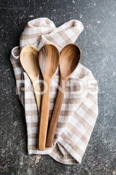 Handmade wooden spoons. Stock Photos