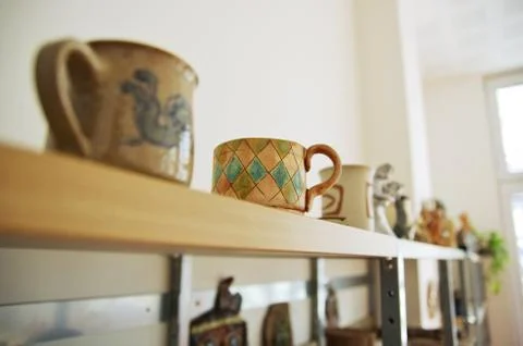 Handmage ceramic mugs Stock Photos