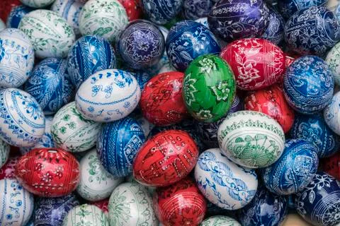 Handpainted easter eggs Stock Photos