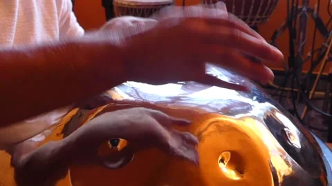 Handpan close-up Stock Footage 168876476