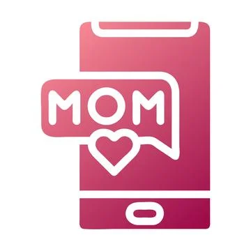 Handphone icon solid gradient red colour mother day symbol illustration. Stock Illustration