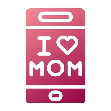 Handphone icon solid gradient red colour mother day symbol illustration. 库存插图