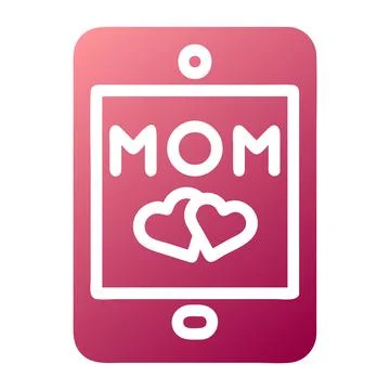 Handphone icon solid gradient red colour mother day symbol illustration. Stock Illustration