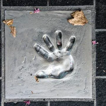 Handprint on the cement Stock Photos