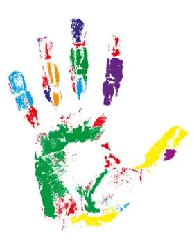 Handprint of different colors vector illustration Stock Illustration