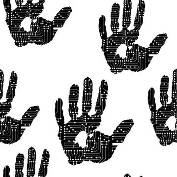 Handprint with the electronic board pattern Stock-Illustration
