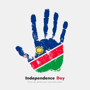 Handprint with the Flag of Namibia in grunge style Stock Illustration