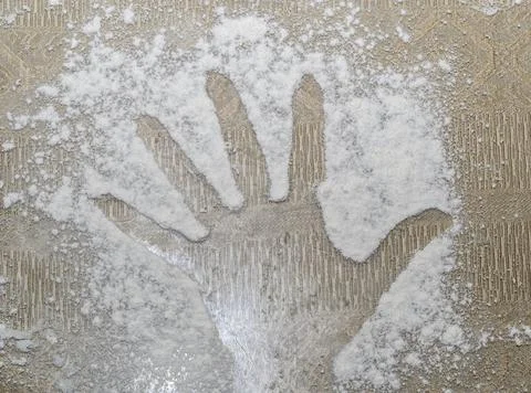 Handprint on flour Stock Photos