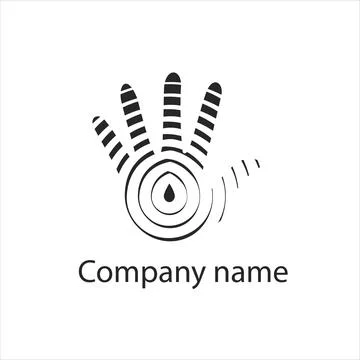 Handprint of lines, a drop inside, a feeling of divorce, circles on the water Stock Illustration