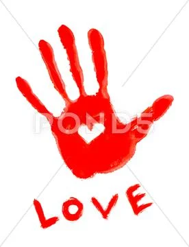 Handprint with love symbol Stock Illustration