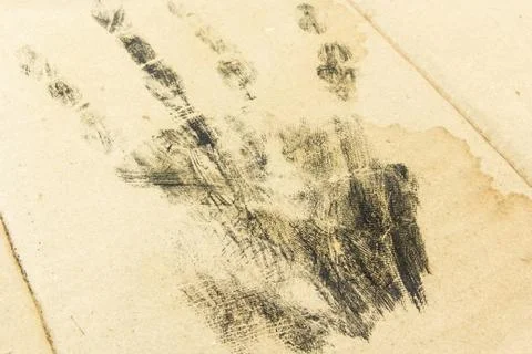 Handprint on old paper Foto stock