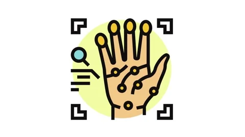 Handprint recognition color icon animation Stock Footage 326109990