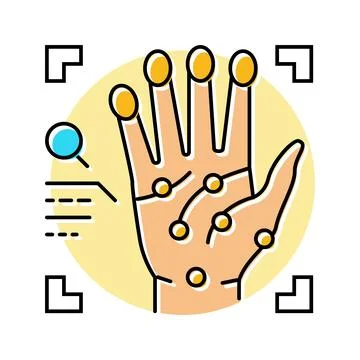 Handprint recognition color icon vector illustration Stock Illustration