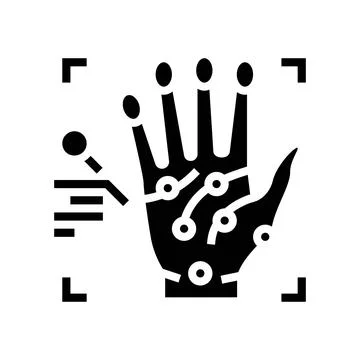 Handprint recognition glyph icon vector illustration Illustrazione stock