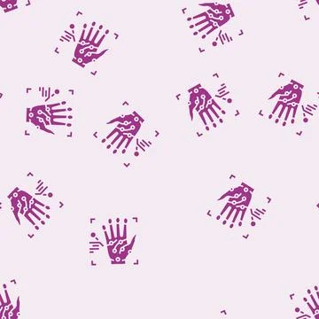 Handprint recognition glyph seamless pattern Illustrazione stock