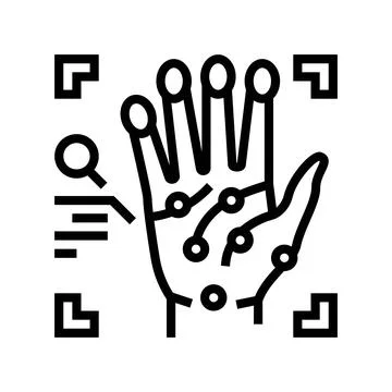 Handprint recognition line icon vector illustration Stock Illustration